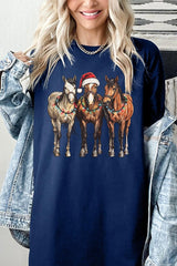 5000P-E3182 Christmas Horses Graphic Plus Heavy Cotton Tee $12.75