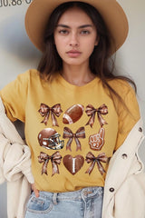 US3001P-E3054 Cute Football and Bow Graphic Plus Tee $16