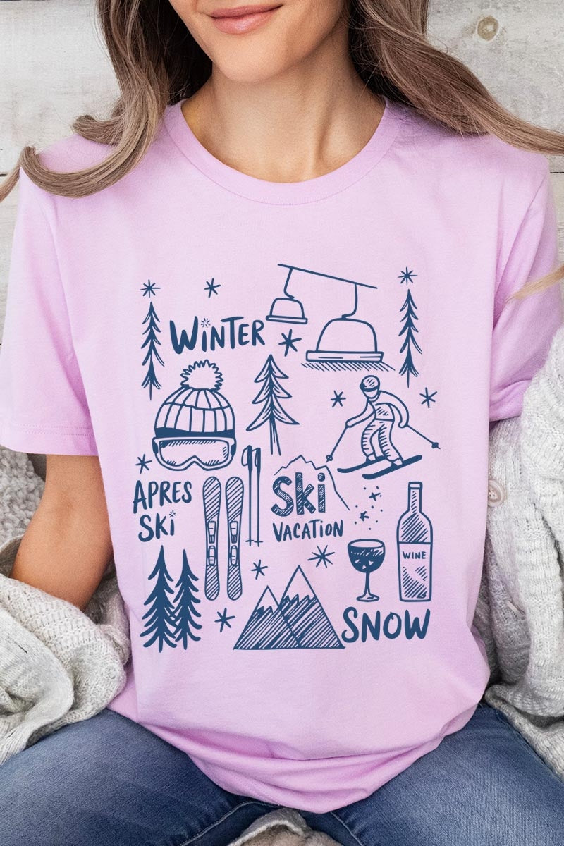 US3001-E3188 Ski Doodle Graphic Tee $12.5