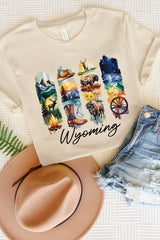 US3001-E3061WY Wyoming State Brushstroke Graphic Tee $12.5