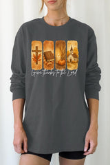 UL240-E3169 Give Thanks To The Lord Graphic Long Sleeve Tee $13.75