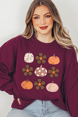 UL180-E3117 Pumpkins & Flowers Fall Graphic Sweatshirt $20