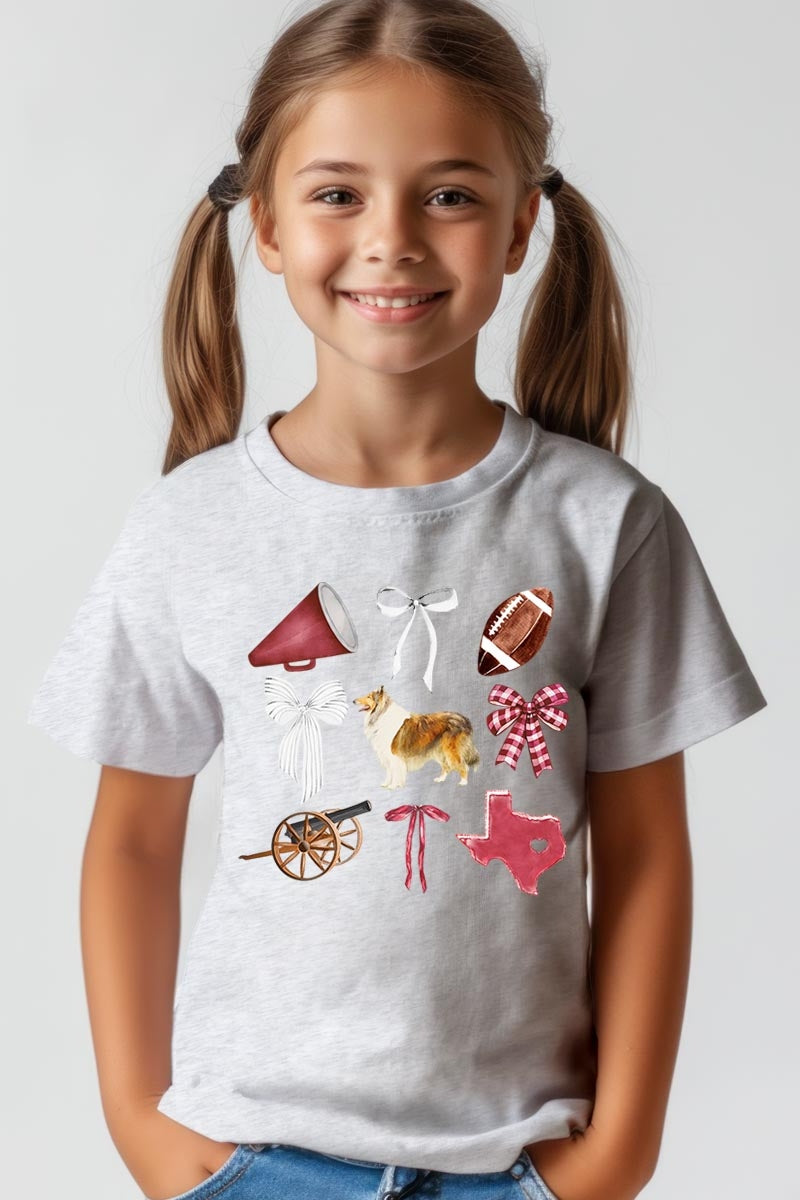 US3001Y-E3079Z Texas Football Kids Graphic Tee $11