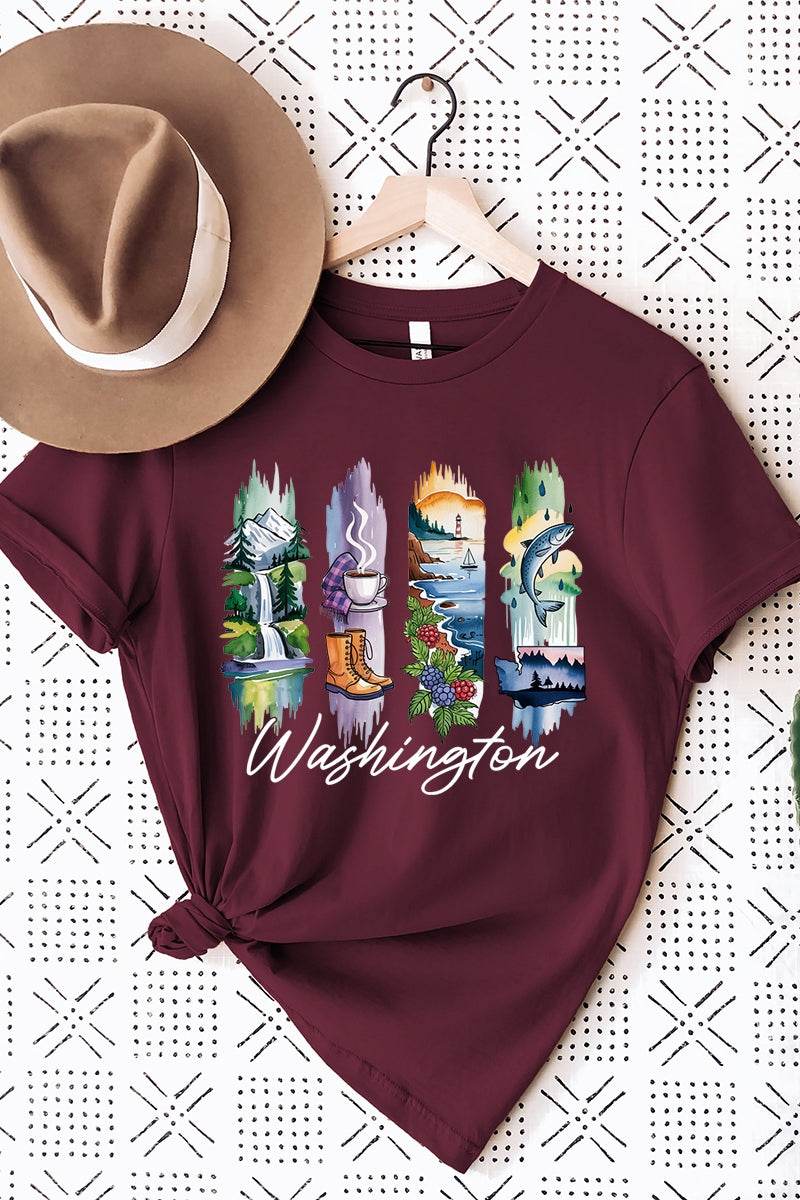 US3001P-E3061WA Washington State Brushstroke Graphic Plus Tee $16