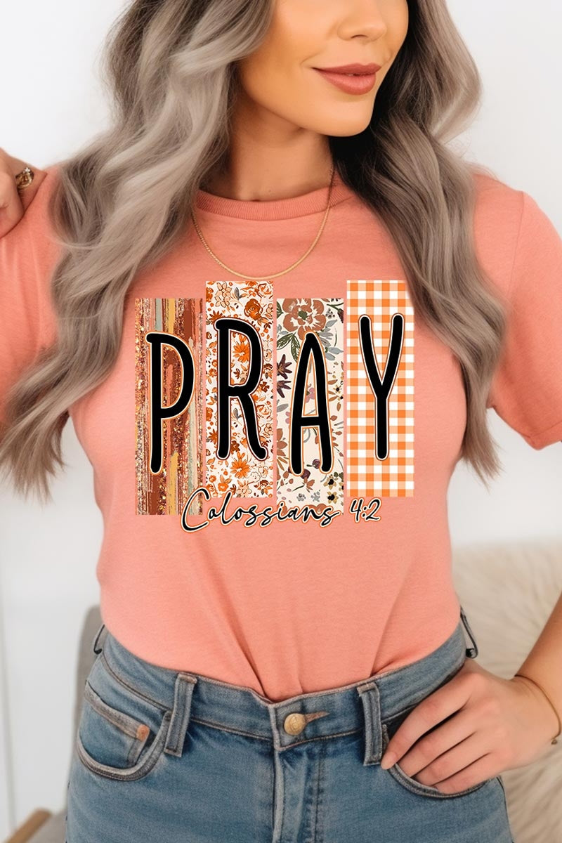 US3001-E3166 Pray Fall Christian Graphic Tee $12.5