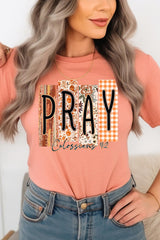 US3001-E3166 Pray Fall Christian Graphic Tee $12.5