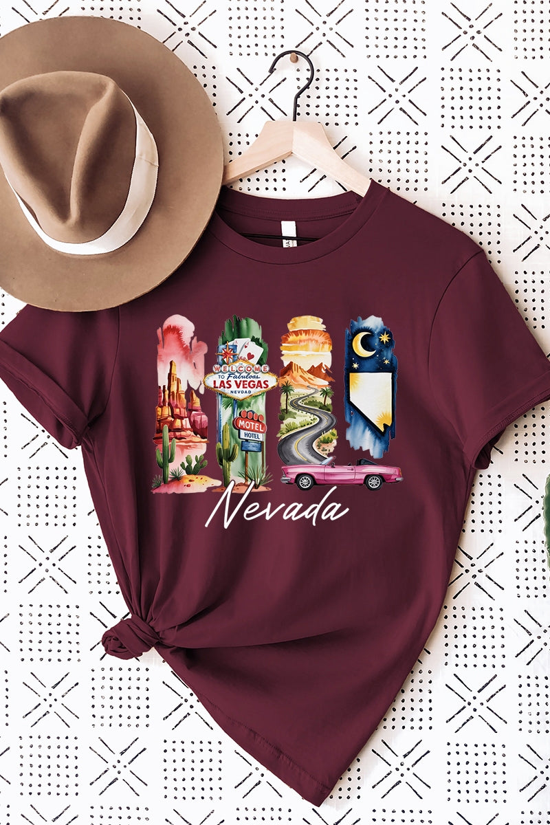 US3001-E3061NV Nevada State Brushstroke Graphic Tee $12.5