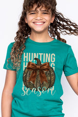 US3001Y-E3190Z Hunting Pumpkin Bow Kids Graphic Tee $11