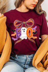 US3001P-E3120 Boo Brushstroke Bow Graphic Plus Tee $16