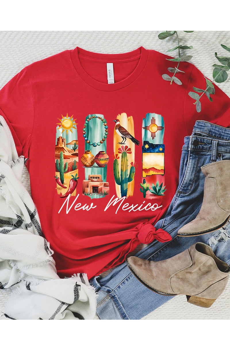 US3001-E3061NM New Mexico State Brushstroke Graphic Tee $12.5