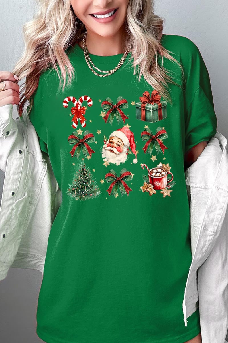 5000P-E3217 Santa Gifts & Bows Christmas Graphic Plus Heavy Cotton Tee $12.75