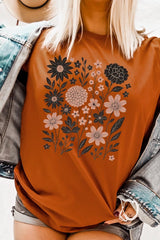 US3001-E3178 Fall Floral Garden Graphic Tee $12.5
