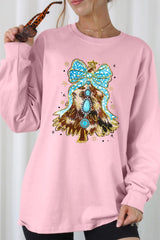 UL240P-E3184 Turquoise Christmas Tree Graphic Plus Long Sleeve Tee $17