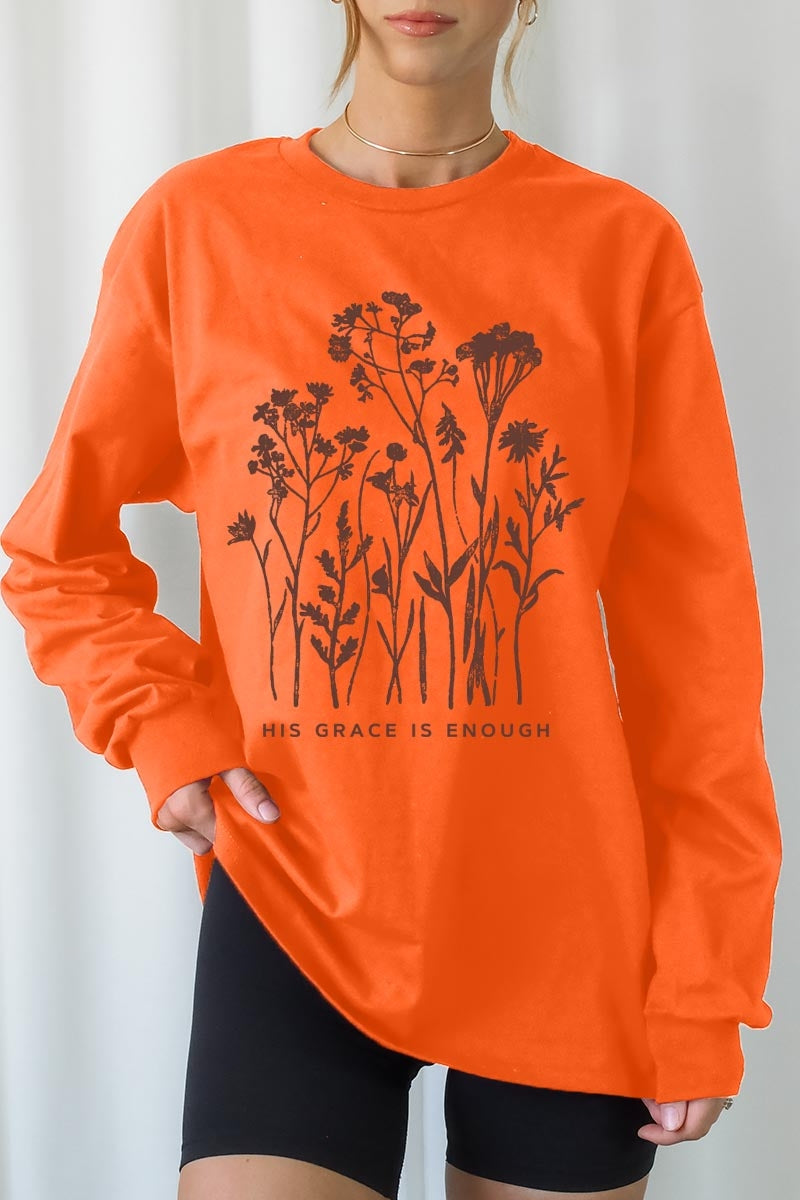 UL240P-E3146 Christian Wildflower Graphic Plus Long Sleeve Tee $17