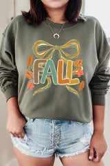UL180P-E3121 Fall Brushstroke Bow Graphic Plus Sweatshirt $25