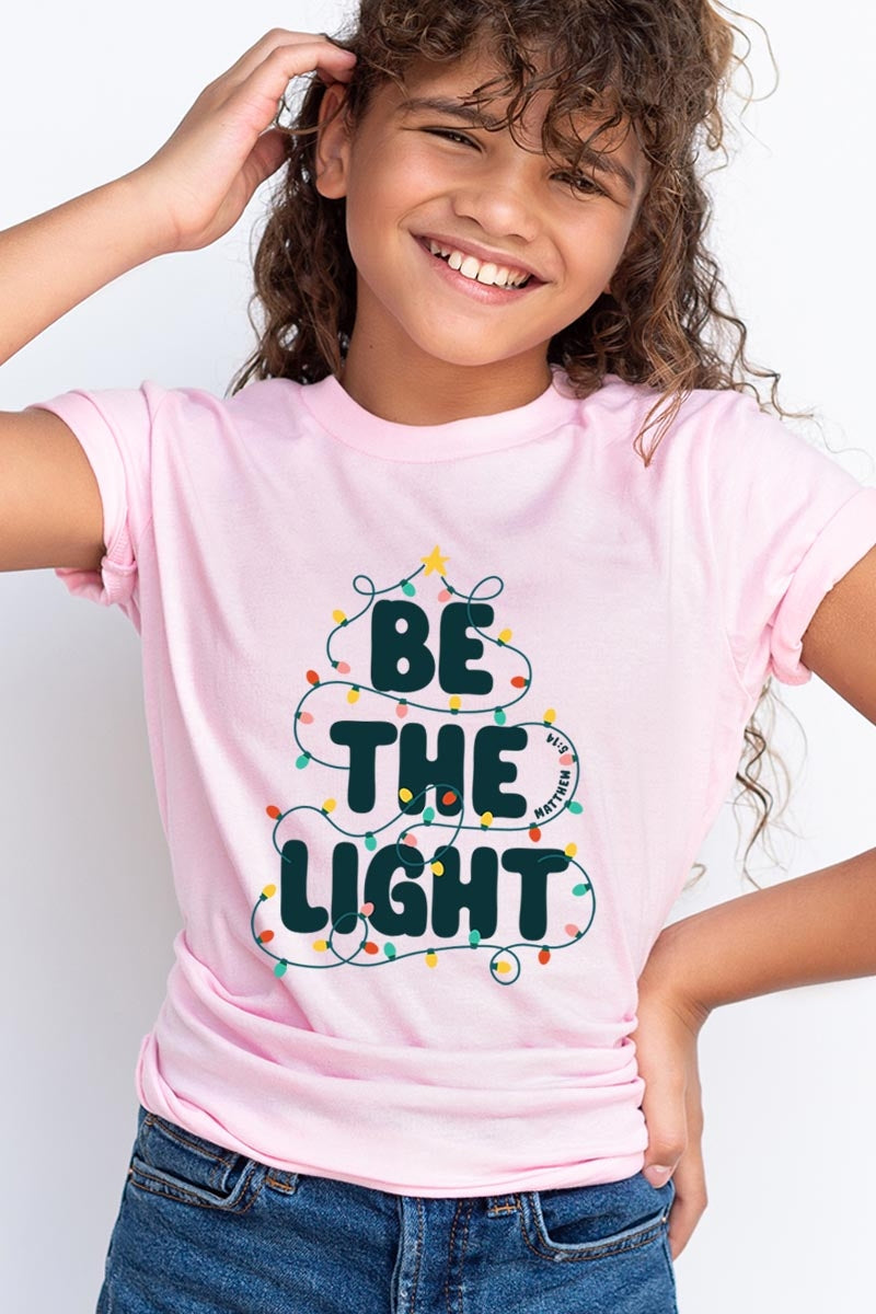 US3001Y-E3202Z Be the Light Christmas Kids Graphic Tee $11