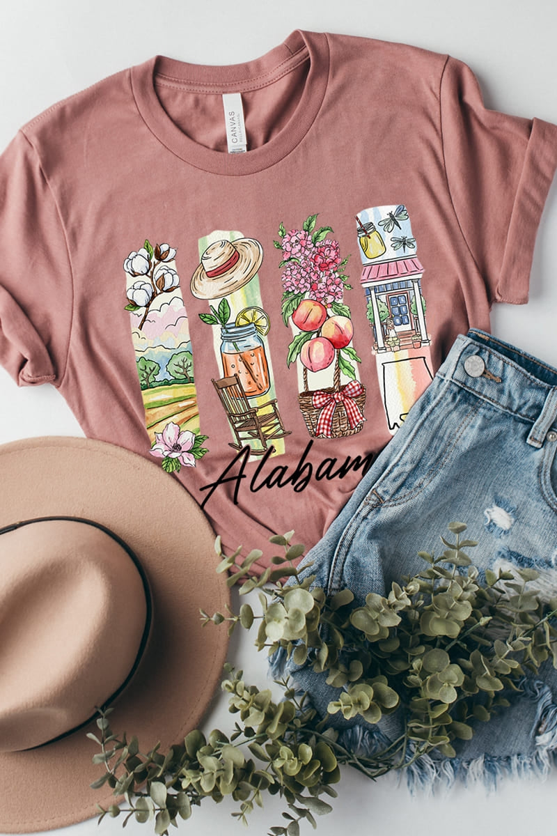 US3001P-E3061AL Alabama State Brushstroke Graphic Plus Tee $16