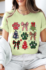 US3001-E3195 Christmas Bow Paw Graphic Tee $12.5