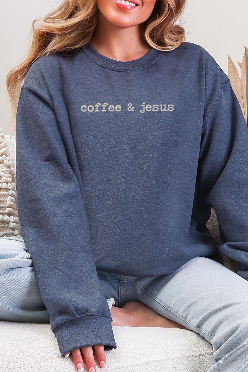 UL190-E3209 Coffee & Jesus Graphic Sweatshirt $20