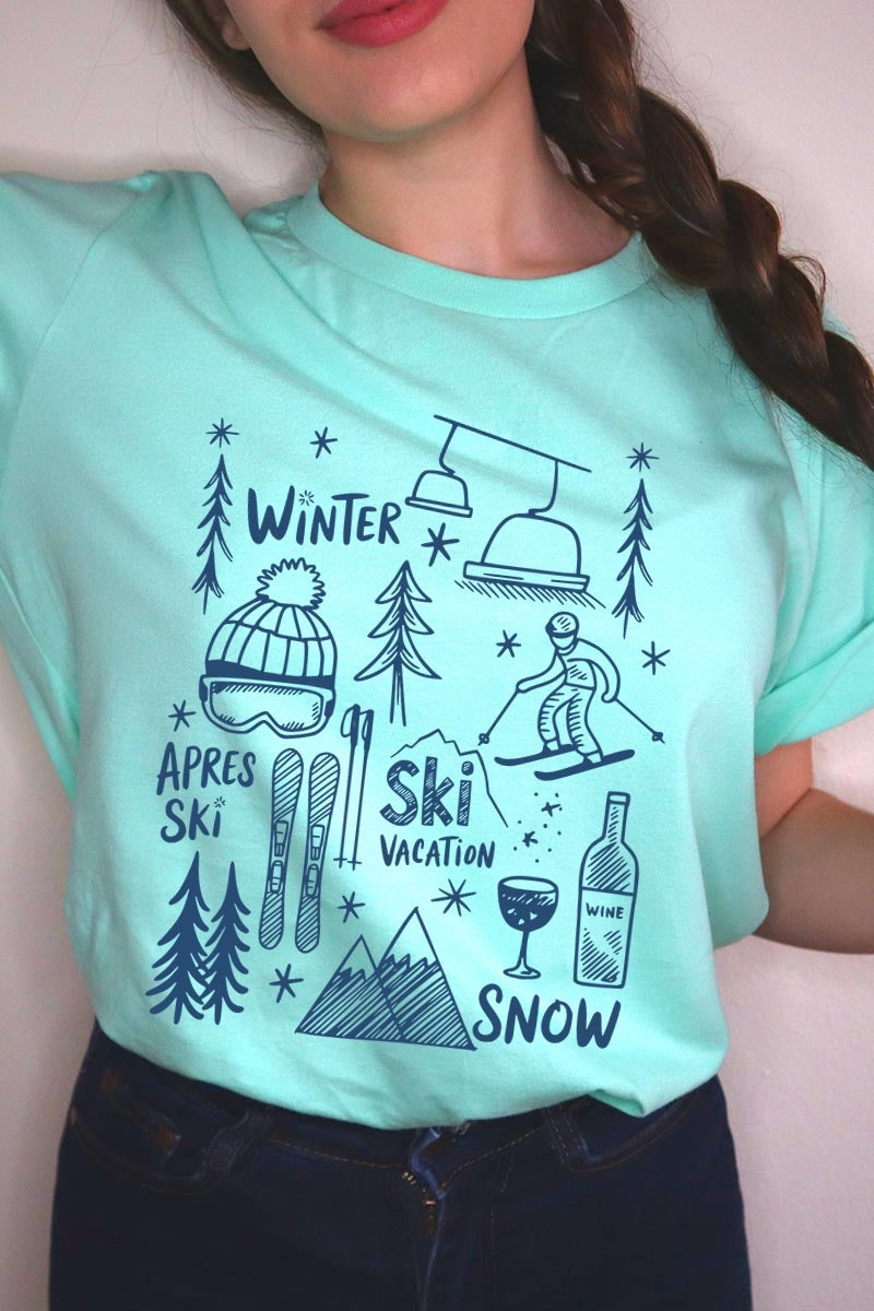 US3001P-E3188 Ski Doodle Graphic Plus Tee $16