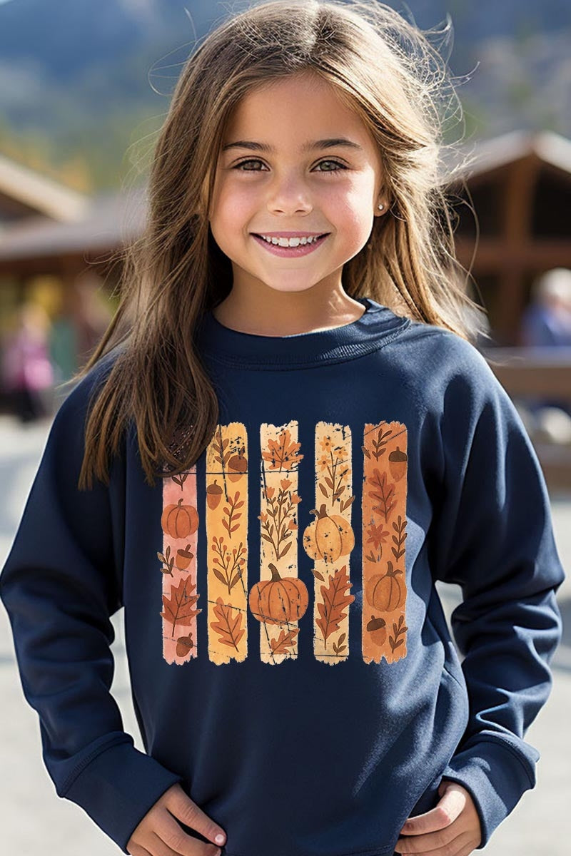 UL180B-E3110Z Brushstroke Boho Fall Kids Graphic Sweatshirt $20