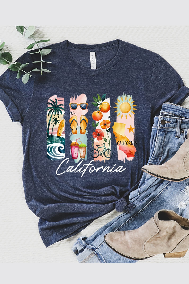 US3001-E3061CA California State Brushstroke Graphic Tee $12.5
