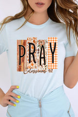 US3001-E3166 Pray Fall Christian Graphic Tee $12.5
