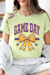 US3001P-E3063 Purple Game Day Football Bow Graphic Plus Tee $16