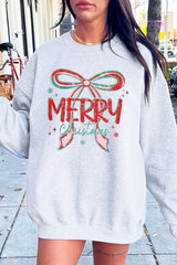 UL180-E3197 Merry Christmas Bow Graphic Sweatshirt $20