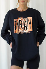 UL240P-E3166 Pray Fall Christian Graphic Plus Long Sleeve Tee $17