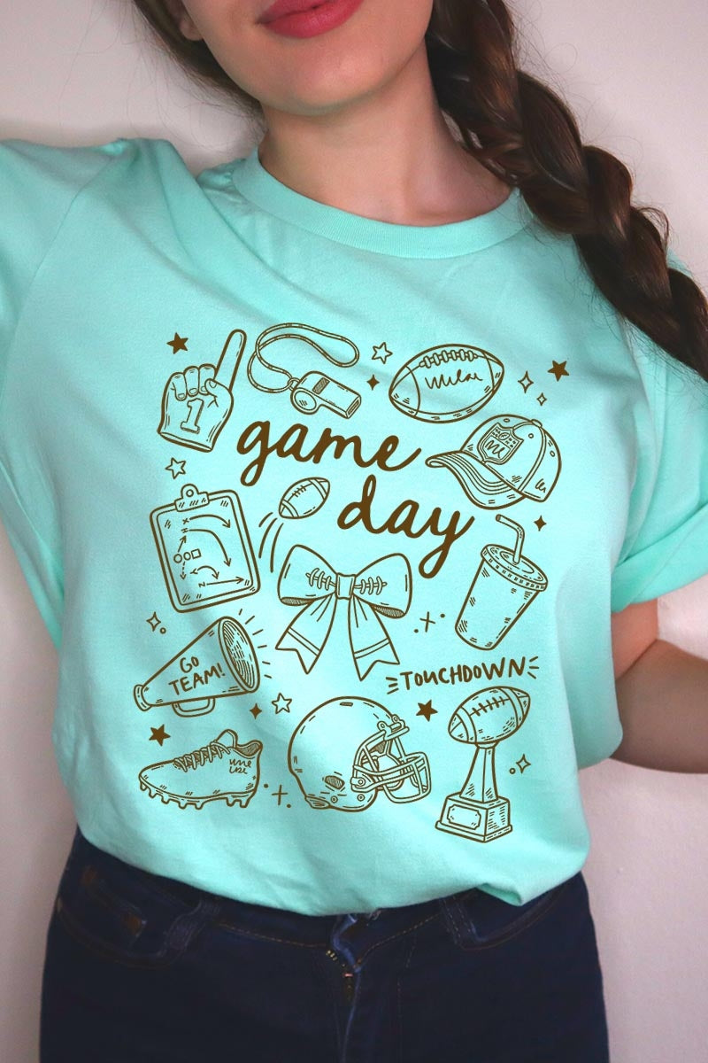 US3001P-E3081 Football Doodles Graphic Plus Tee $16