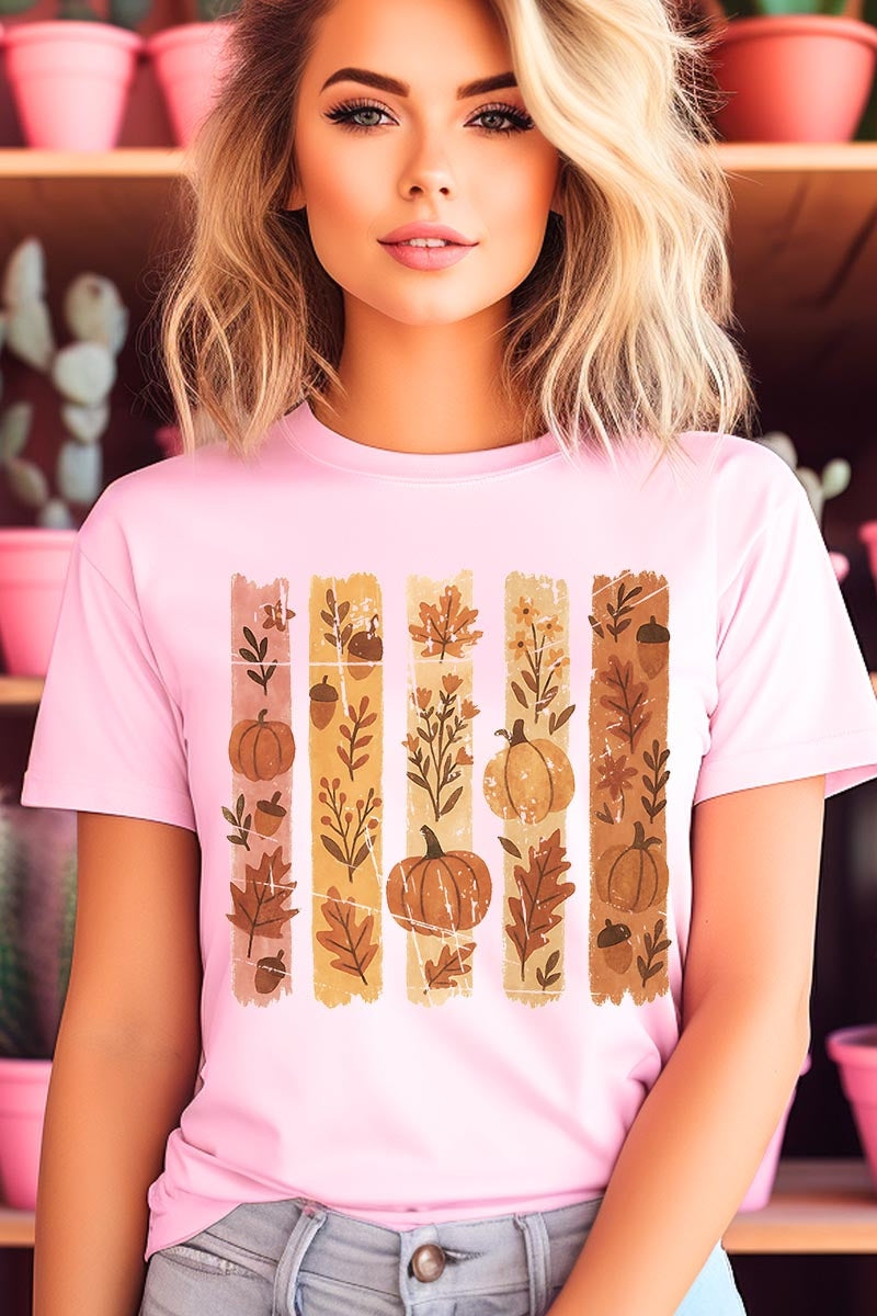 US3001-E3110 Brushstroke Boho Fall Graphic Tee $12.5