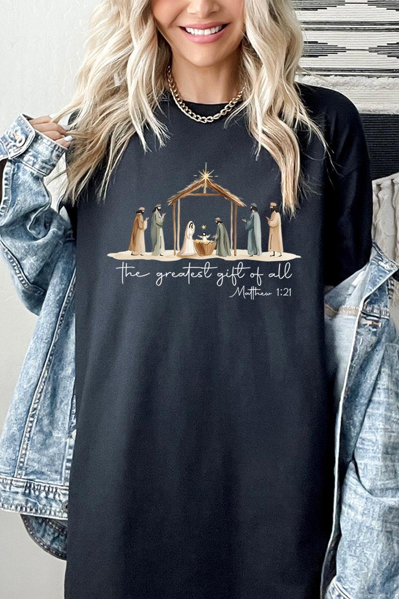 5000P-E3183 Nativity Gift Graphic Plus Heavy Cotton Tee $12.75
