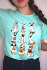 US3001-E3106 Halloween Ghost Dog Graphic Tee $12.5