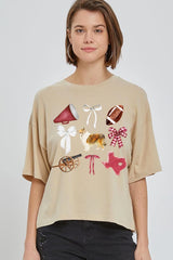 CTS-E3079 Texas Football Graphic Relaxed Crop Top $11