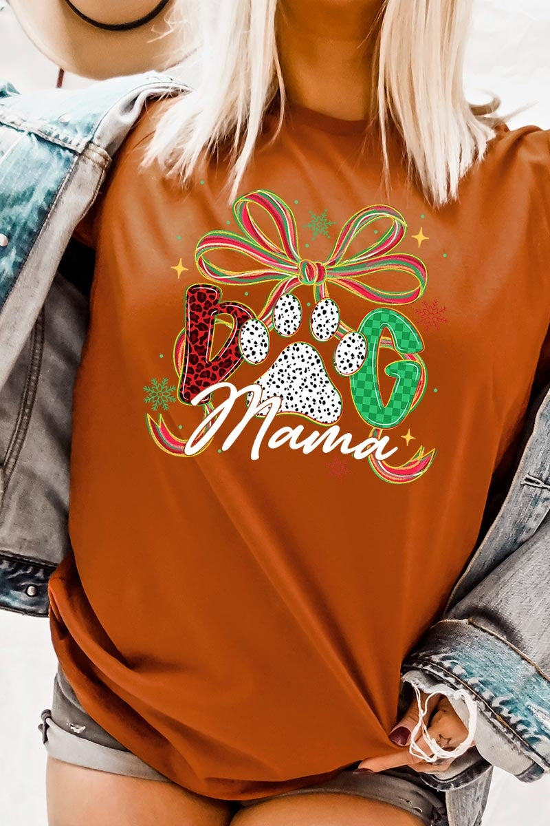 US3001P-E3194 Dog Mama Christmas Paw Graphic Plus Tee $16