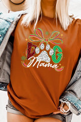 US3001-E3194 Dog Mama Christmas Paw Graphic Tee $12.5