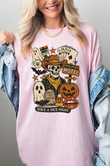 5000-E3107 Spooky Western Skeleton Graphic Heavy Cotton Tee $9
