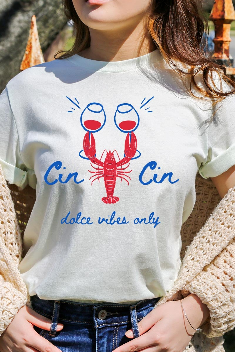 US3001P-E3069 Cin Cin Lobster Celebration Graphic Plus Tee $16