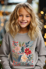 UL180B-E3186Z Floral Christmas Kids Graphic Sweatshirt $20