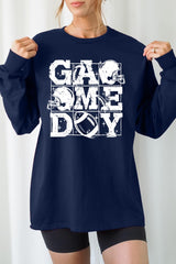 UL240-E3073 Distressed Game Day Graphic Long Sleeve Tee $13.75
