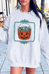UL180P-E3140 Halloween turquoise pumpkin Plus Sweatshirt $25