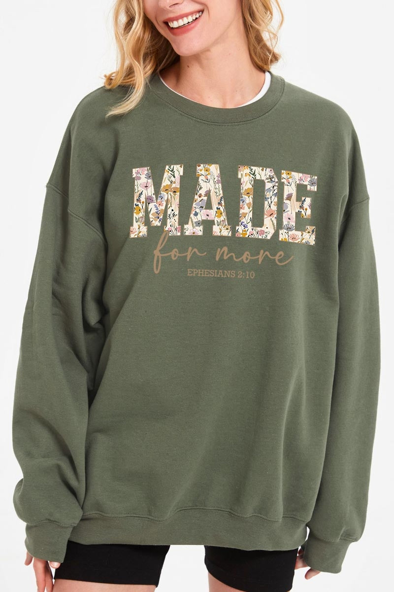 UL180P-E3068 Made for More Faith Graphic Plus Sweatshirt $25