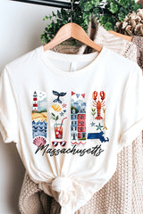 US3001-E3061MA Massachusetts State Brushstroke Graphic Tee $12.5