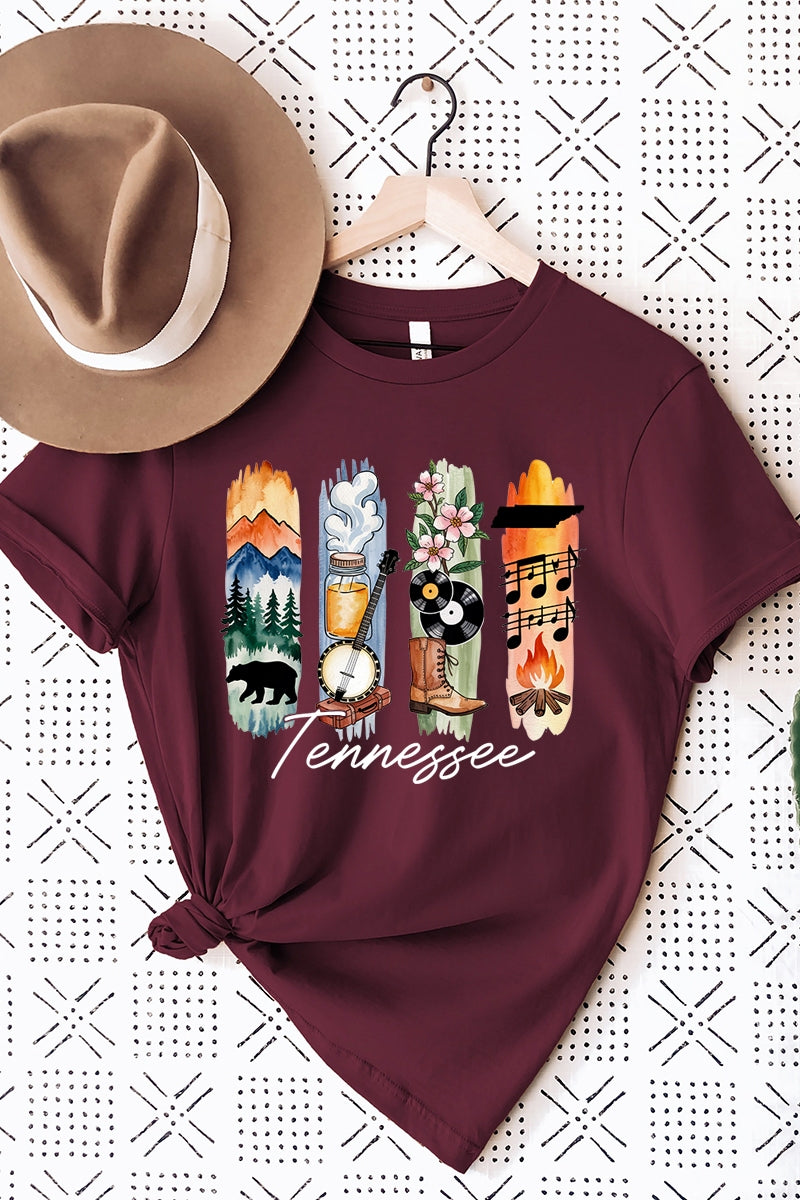 US3001P-E3061TN Tennessee State Brushstroke Graphic Plus Tee $16