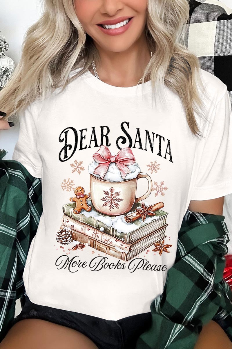 US3001-E3205 Dear Santa Books Graphic Tee $12.5