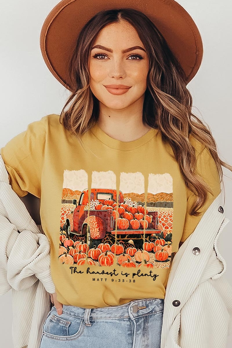US3001P-E3172 Harvest Is Plenty Graphic Plus Tee $16