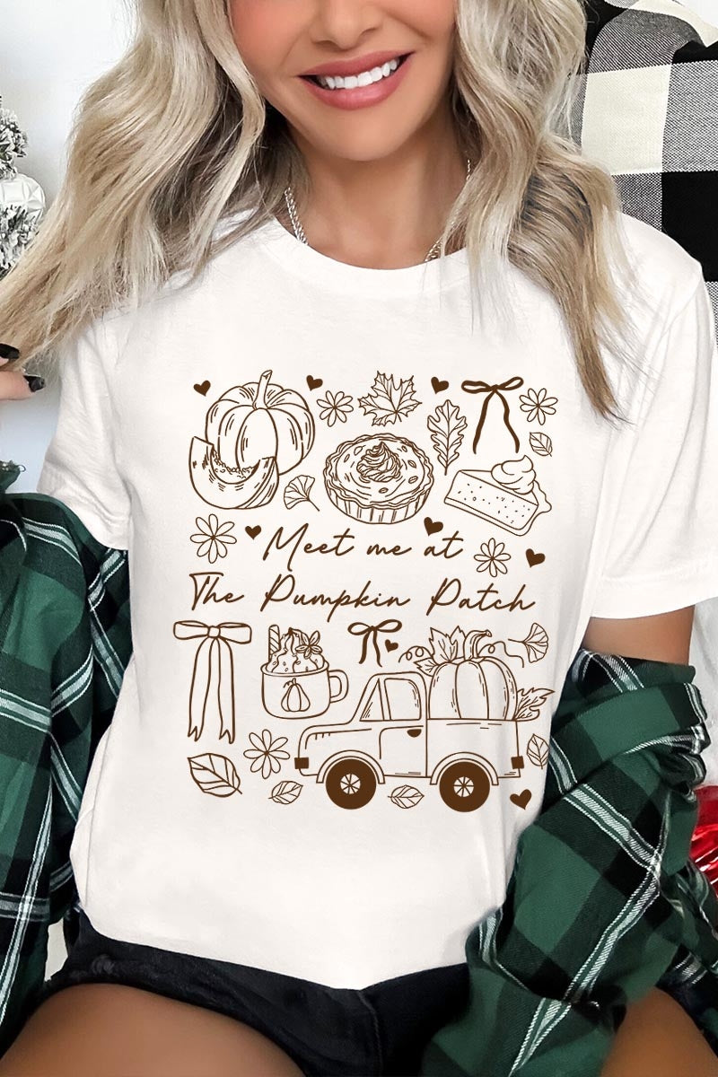 US3001-E3163 Pumpkin Patch Doodle Graphic Tee $12.5