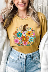 US3001P-E3118 Floral Pumpkin Graphic Plus Tee $16