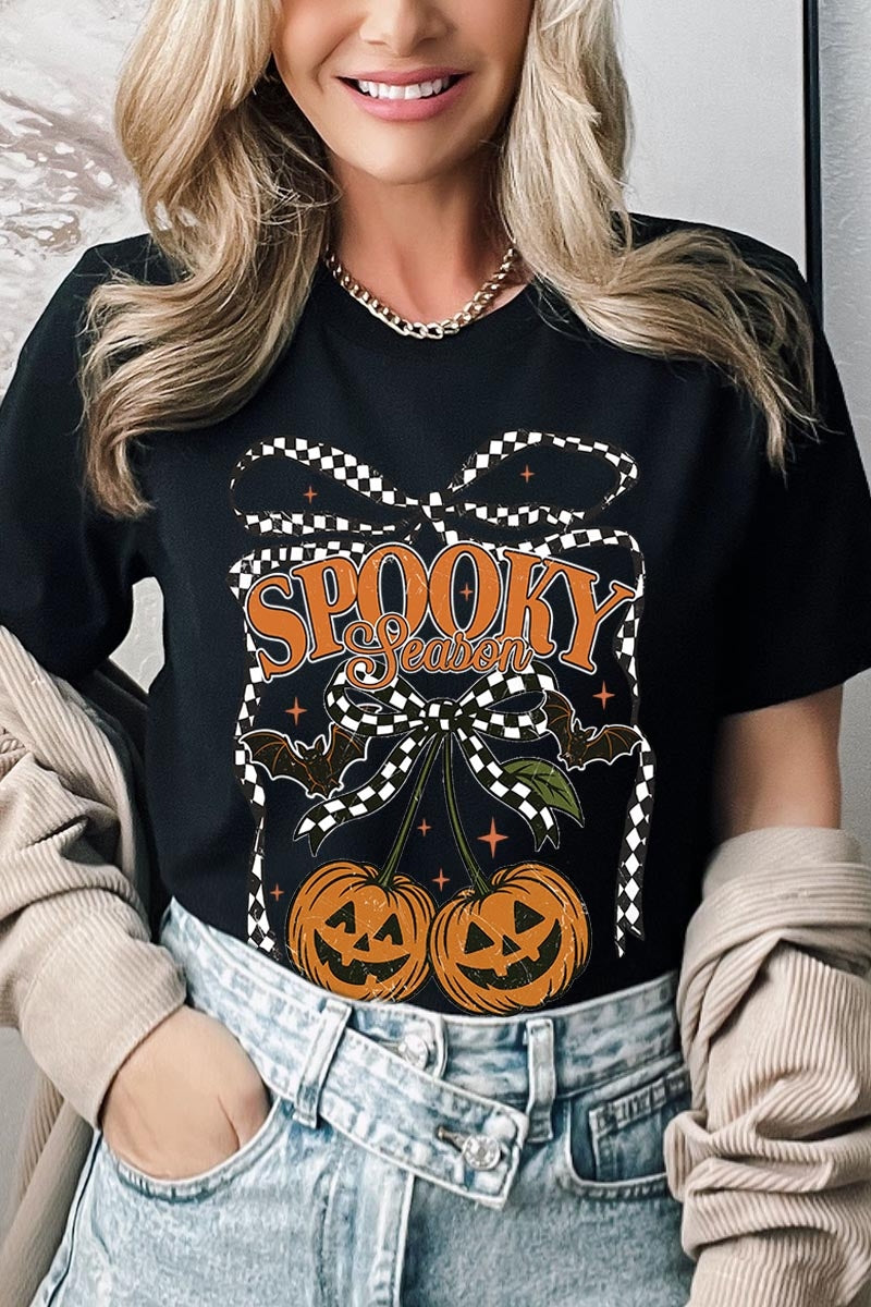 US3001P-E3085 Pumpkin Cherries Graphic Plus Tee $16